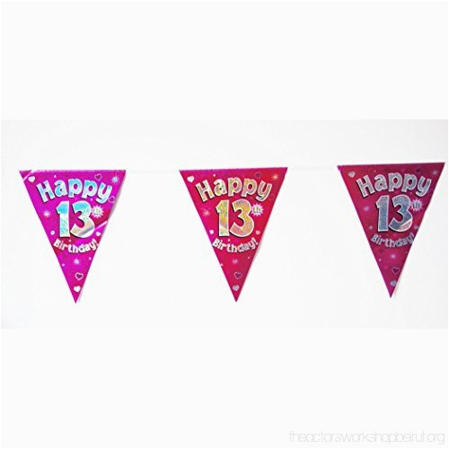 happy 13th birthday flag bunting age girls pink teenager banner party decoration f1912sl70 party supplies