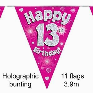 Happy 13th Birthday Banner Pink Pink Age 13 Happy 13th Birthday Party Decorations Banners
