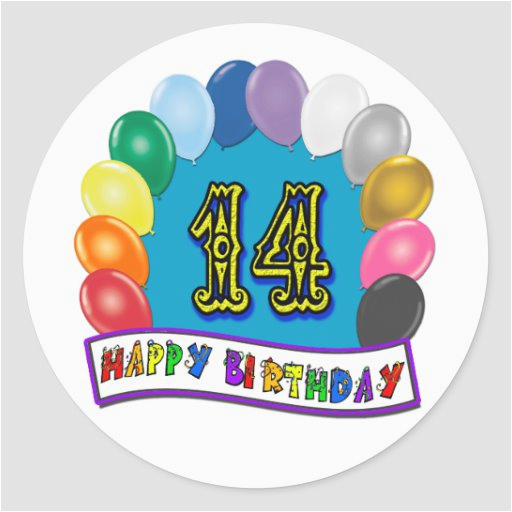 14th birthday gifts with assorted balloons design sticker 217910331689884974