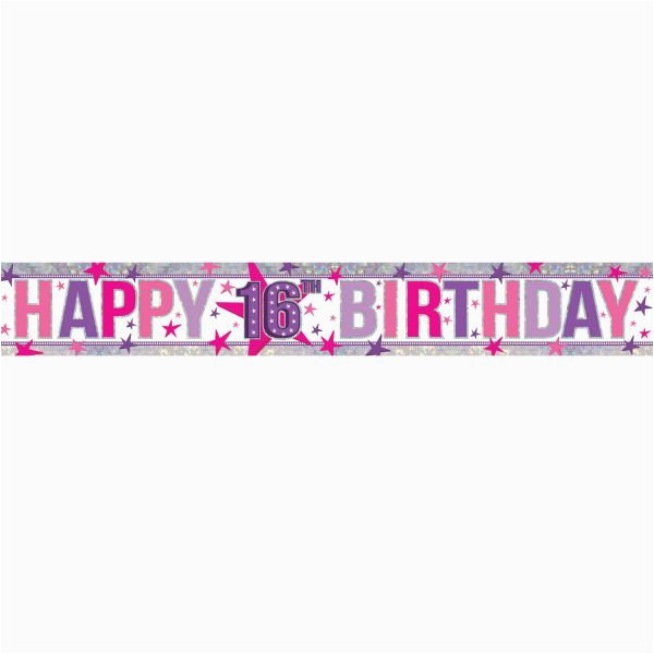 happy 16th birthday pink banner 27m 37995 p