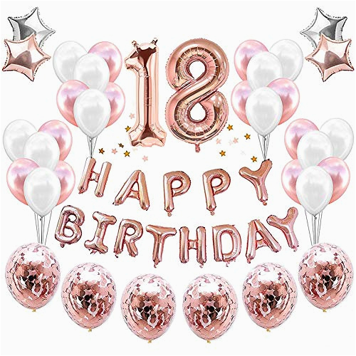 Happy 18th Birthday Banner Rose Gold 18th Birthday Party Decorations Amazon Com