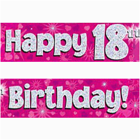 pink silver holographic happy 18th birthday banner c2x13821396