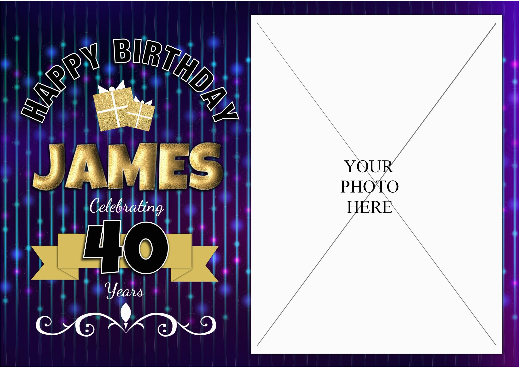 personalised bokeh happy 18th 21st 30th 40th 50th birthday party photo banner poster n77 any age 14686 p