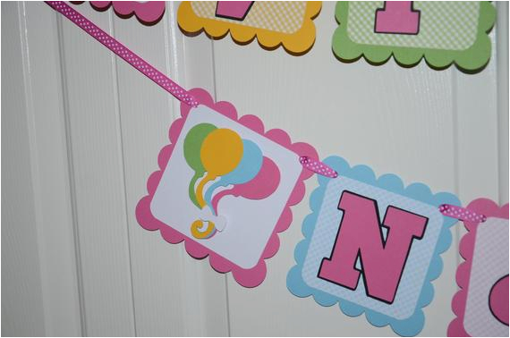 Happy 1st Birthday Banner Etsy Balloons Happy 1st Birthday Name Banner by Lisamardesigns