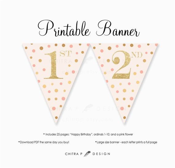 happy birthday banner printable blush