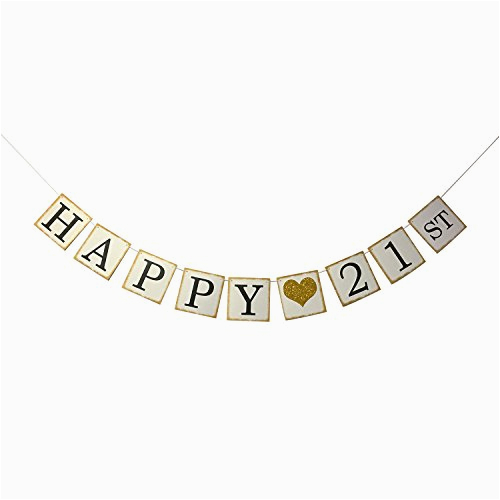 happy 21st birthday banner gold glitter forever 21 party favors supplies gifts themes and ideas vintage happ ap b01n7l4yta