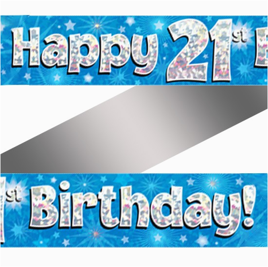 holographic happy 21st birthday banner 2