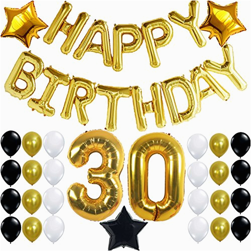 37160713 30th birthday party decorations kit happy birthday letters 30th gold number balloons gold black and white latex balloons number 30 perfect 30 years old party supplies free bday printable checklist