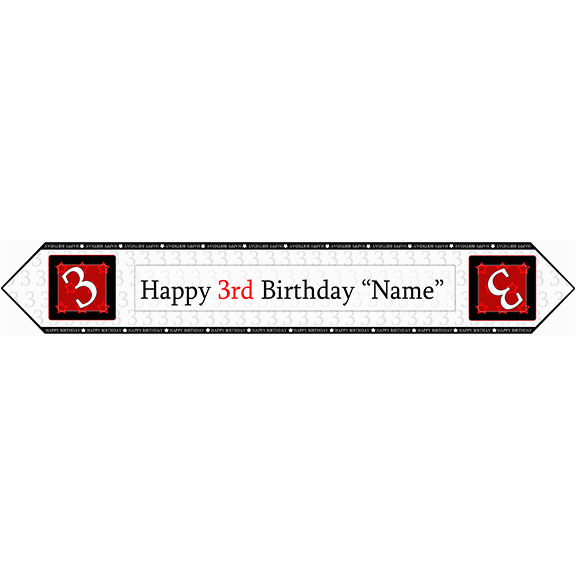 3rd birthday red table banner