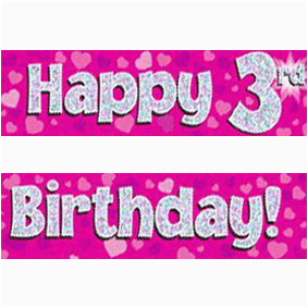 pink silver holographic happy 3rd birthday banner c2x13821136