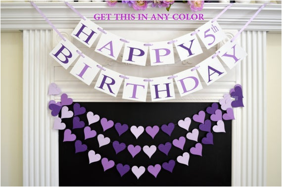 happy 5th birthday banner purple