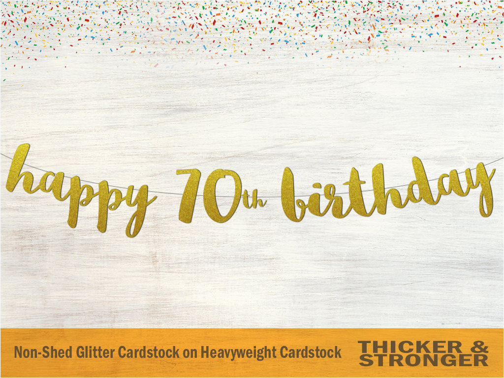 happy 70th birthday banner script font