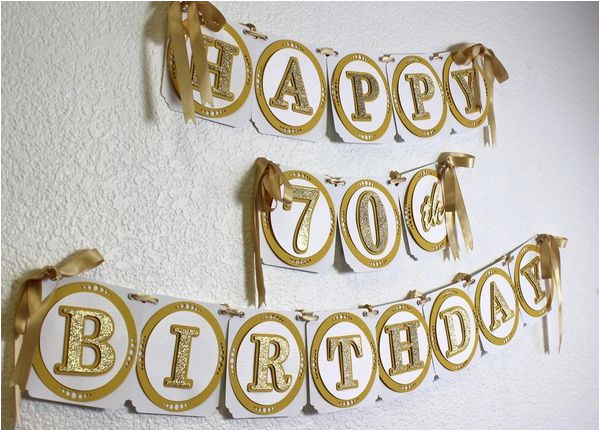 gold happy 70th birthday banner