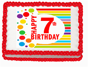 happy 7th birthday edible peel n stick frosting photo image cake decoration topper p 28380