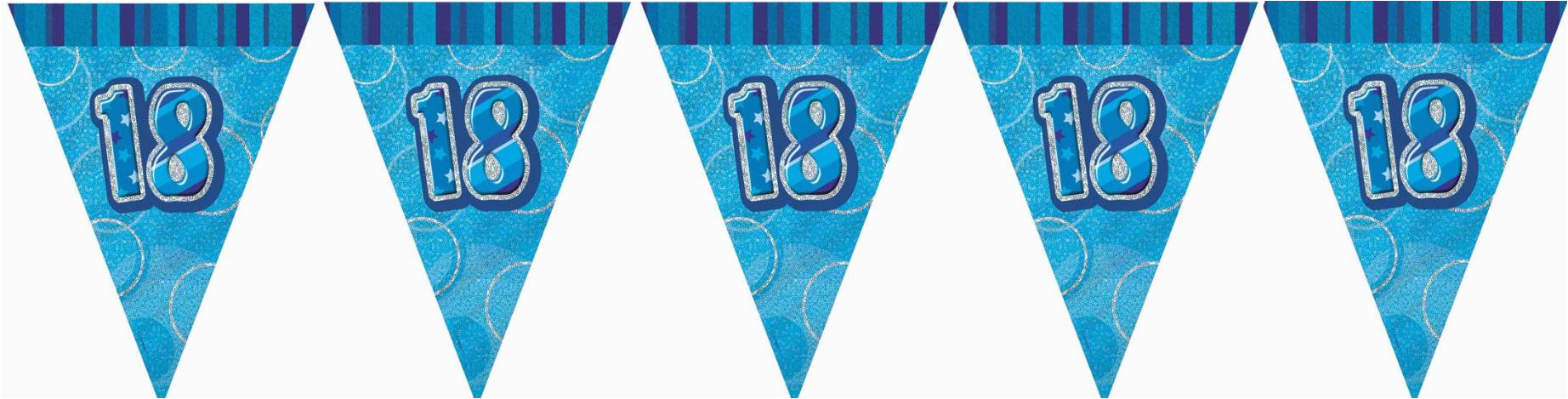 blue glitz 18th birthday flag banner 1010 p