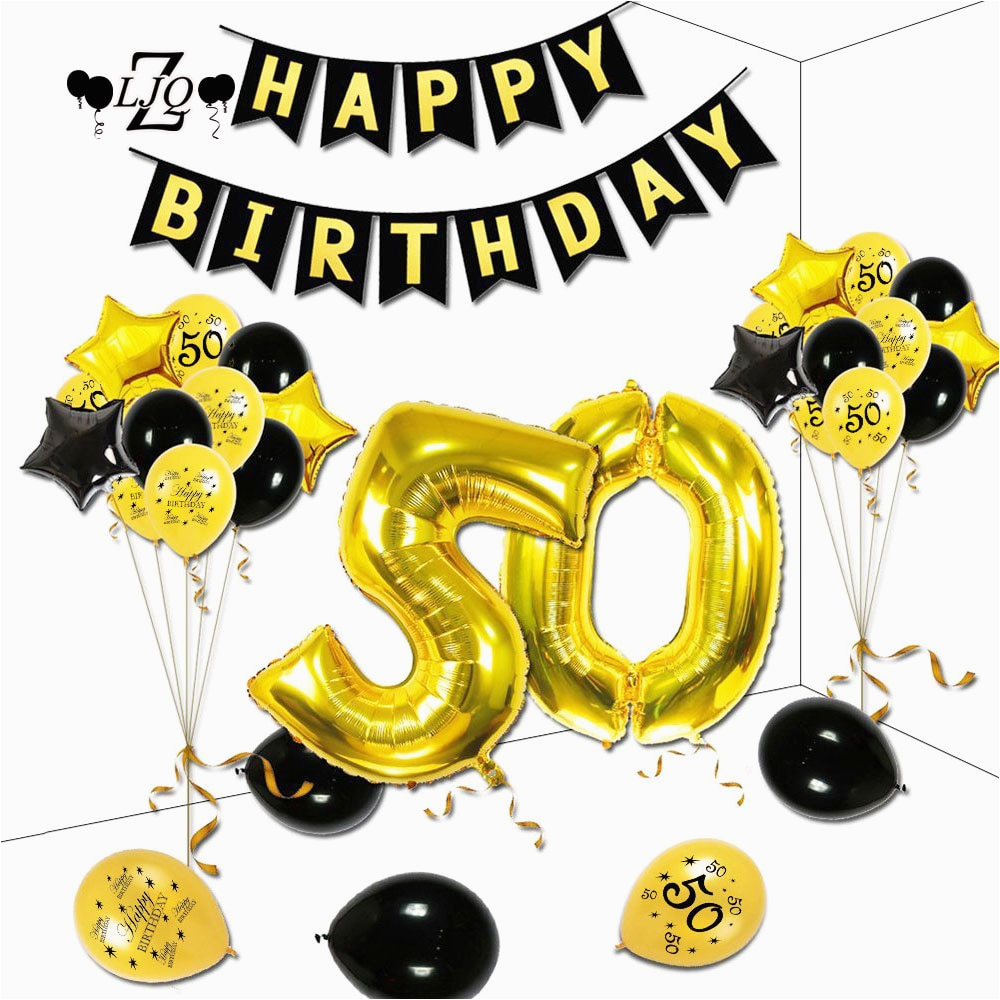 Happy Birthday Banner 50s Zljq 48pcs 50 Years Old Birthday Party ...