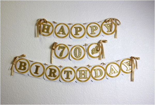 gold happy 70th birthday banner