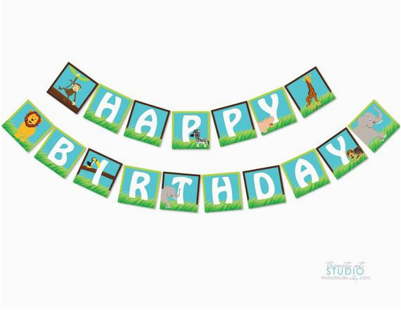 zoo animals happy birthday party banner