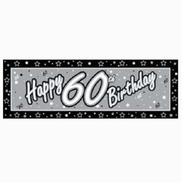 happy 60th birthday black silver giant birthday party banner