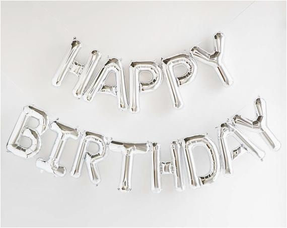 happy birthday silver letter balloon