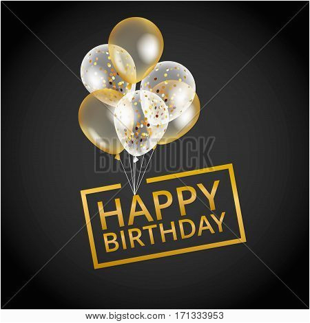 stock vector balloons happy birthday on black gold balloon sparkles holiday background happy birthday to you logo 2c card 2c banner 2c web 2c design happy birthday and new year card gold white transparent balloon background