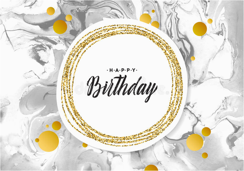 stock photo happy birthday black marble texture card shimmer golden banner template white background vector illustration gold foil glitter image92285278