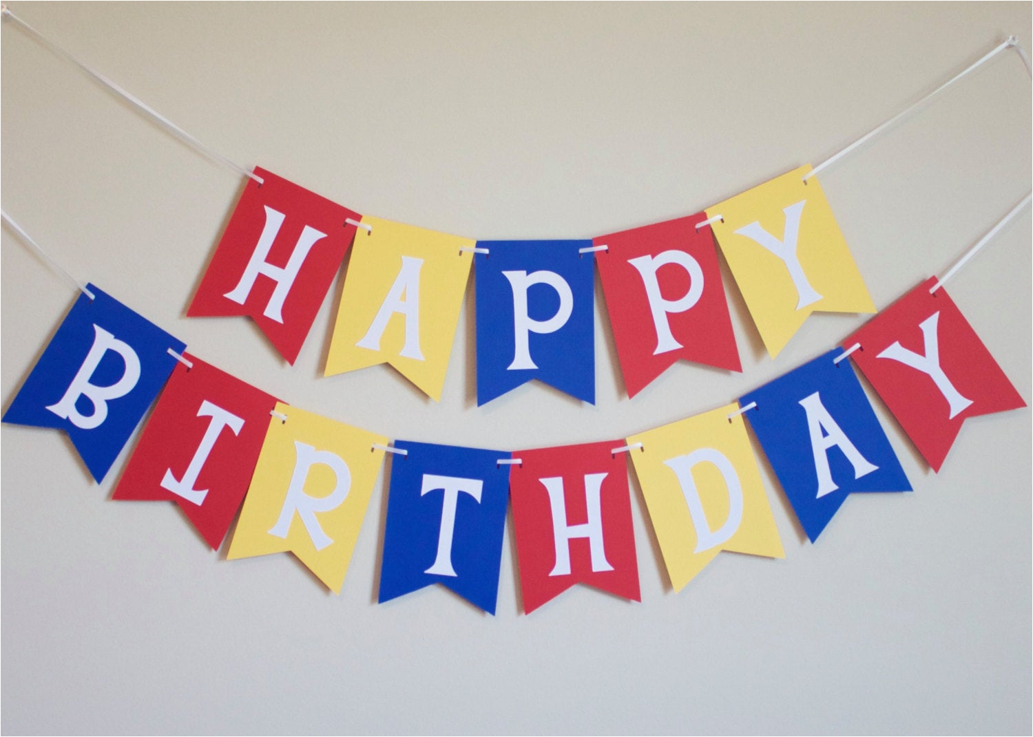 happy birthday banner in red yellow and