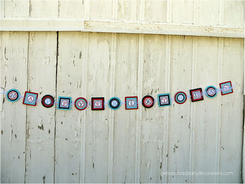 red white and blue happy birthday banner