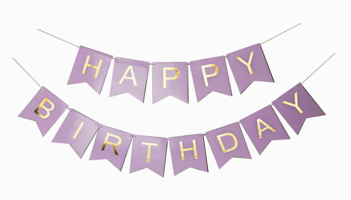 sonder co happy birthday banner purple and gold foil letters birthday decorations for girls