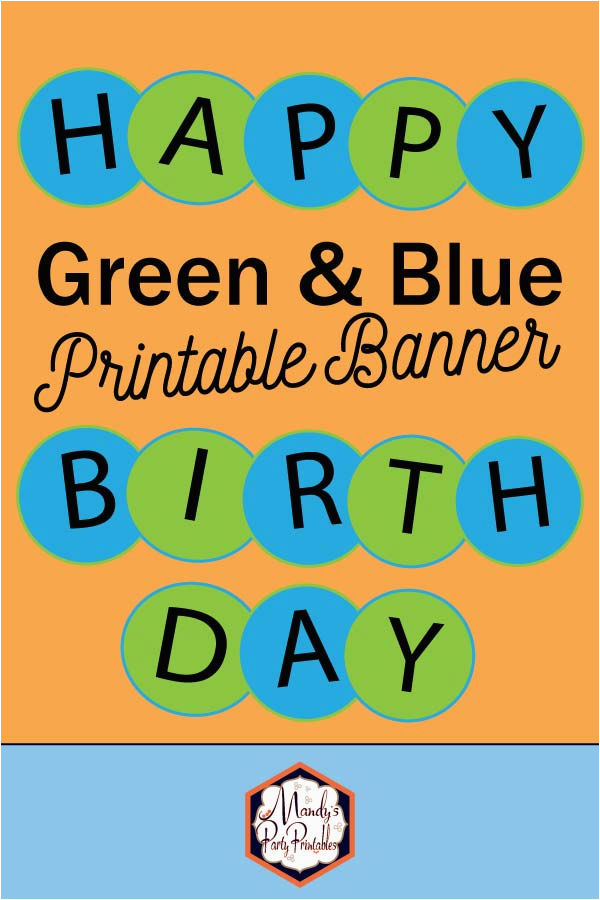 blue green circle happy birthday banner