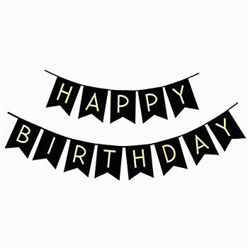 Happy Birthday Banner Printable Black And White - Get More Anythink's