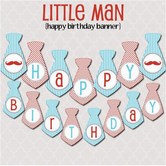 little man happy birthday banner