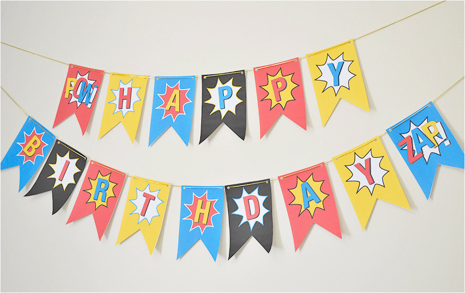 Happy Birthday Banner Diy Superhero Happy Birthday Banner Diy Superhero by