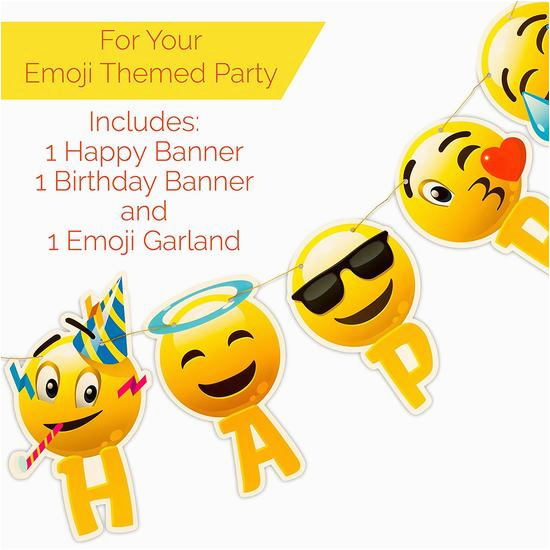 happy birthday banner emoji with garland strip