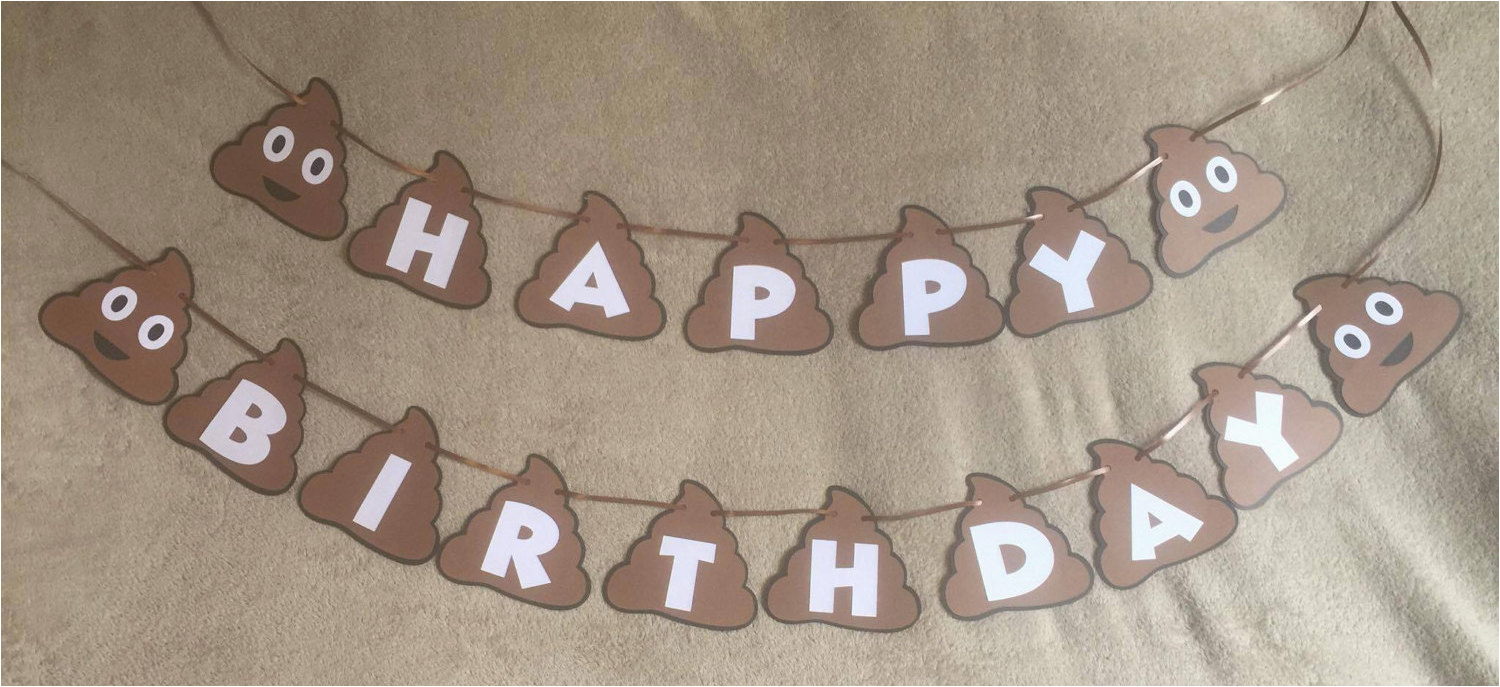 poop emoji happy birthday banner can be