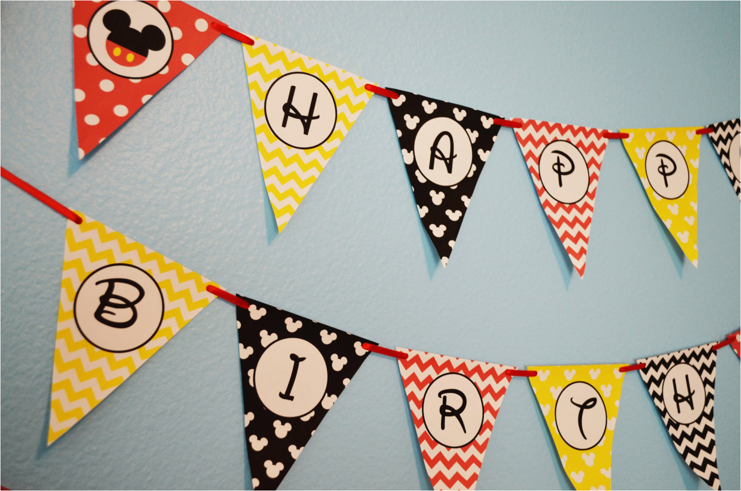 mickey mouse party happy birthday banner