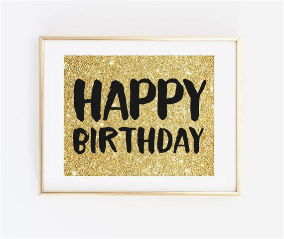 happy birthday sign gold glitter black