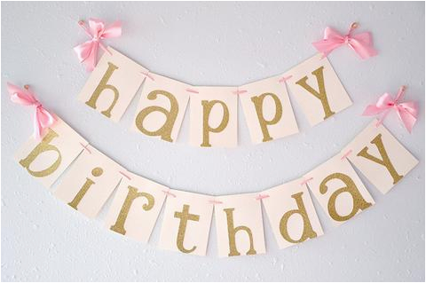 pink and gold birthday party decorarations ships in 1 3 business days glitter gold happy birthday banner
