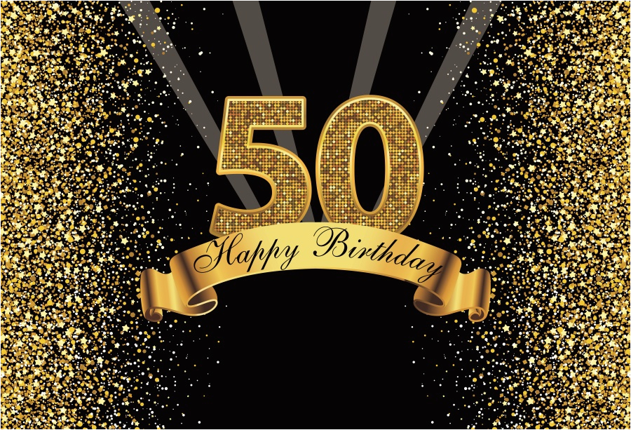 Happy Birthday Banner Golden Happy Happy 50th Birthday Party Gold Dots ...