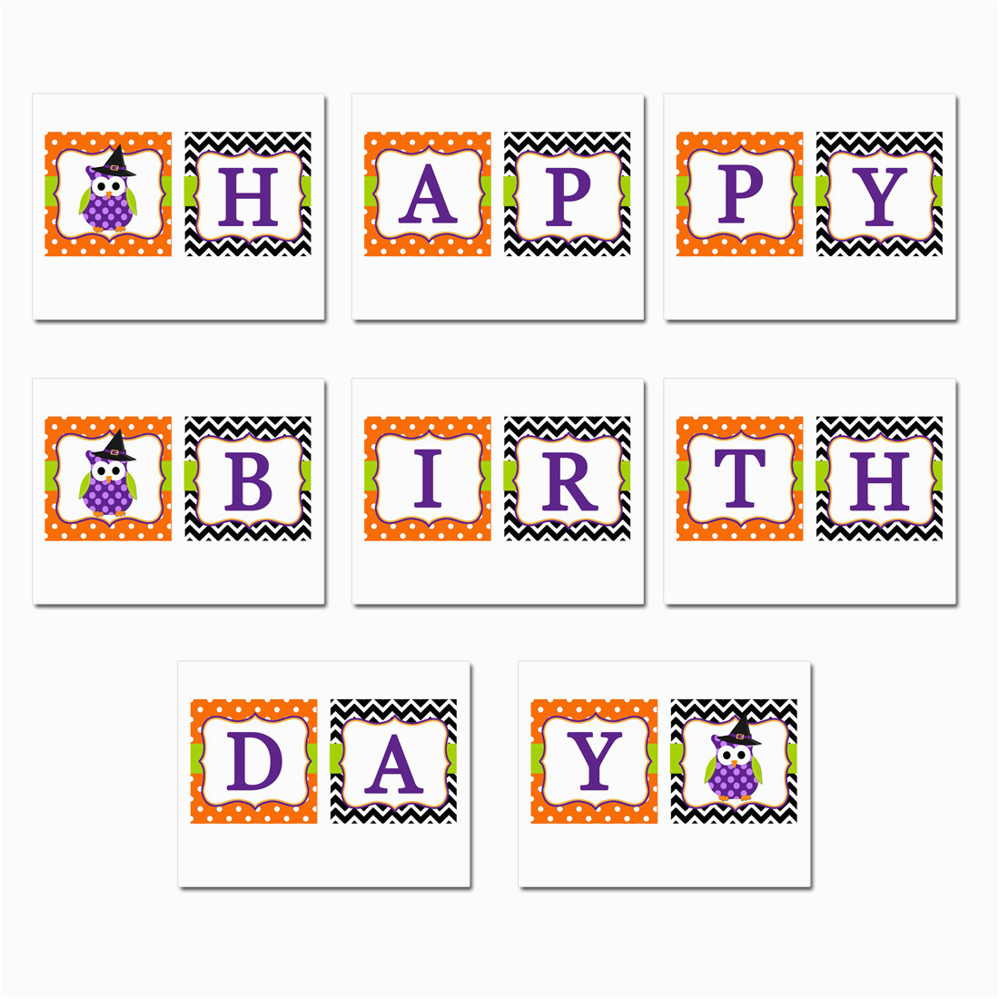 owl witch happy birthday banner