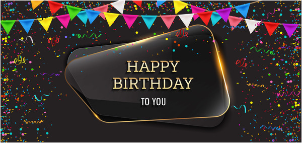 happy birthday background with glass banner vectors 09