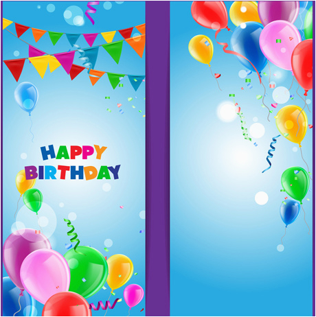 confetti with colored balloons birthday banner vector 574542