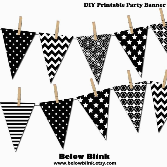 black and white banner printable party