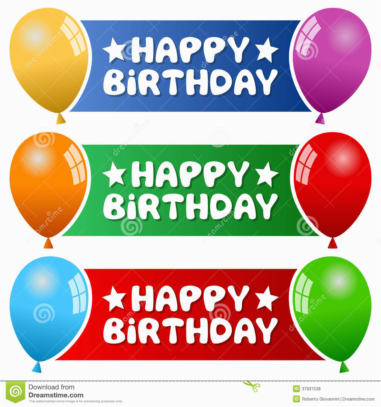 royalty free stock photos party balloons horizontal banners collection three happy birthday colorful blue green red background eps file image37937538