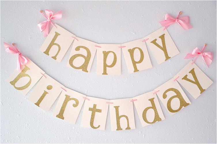 pink and gold birthday party decorarations ships in 1 3 business days glitter gold happy birthday banner