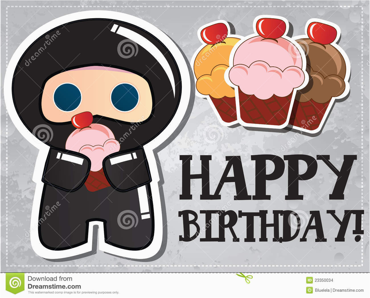 stock images happy birthday card cute cartoon ninja image23350034