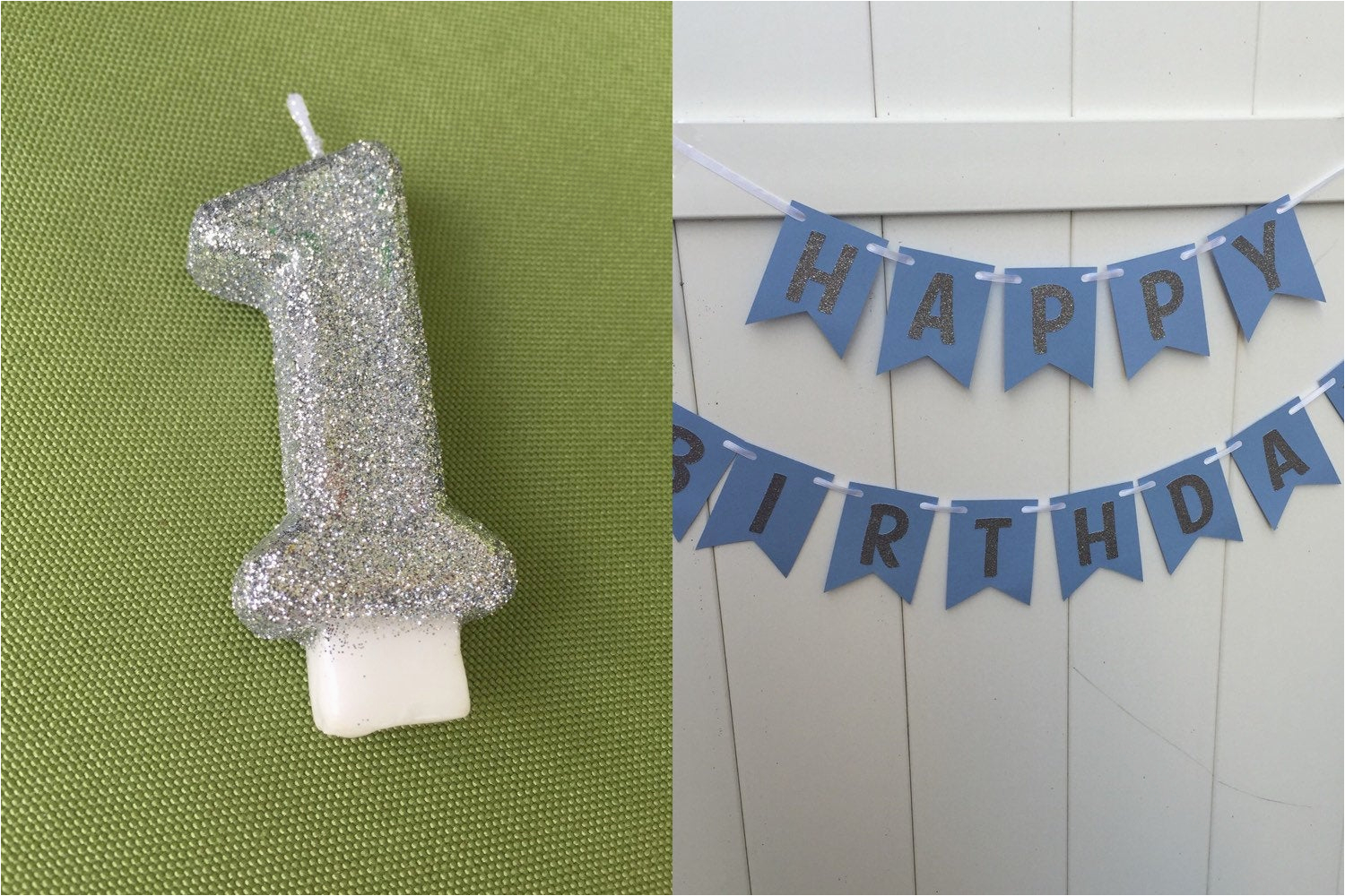 blue and silver glitter happy birthday