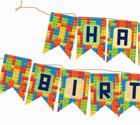 diy happy birthday lego themed banner