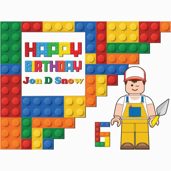 lego bricks happy birthday banner party decoration kids movie large poster print