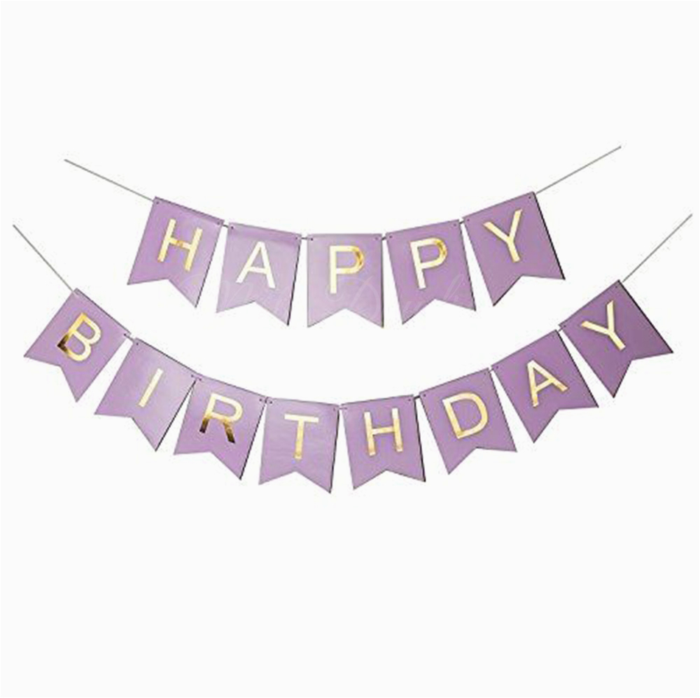 gold pleated happy birthday light purple banner 15pc tassels kit pretty purple theme